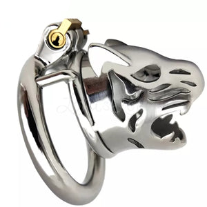 Stainless Steel Tiger Head Chastity Cock Cage with 45 mm Ring love is love buy sex toys singapore u4ria
