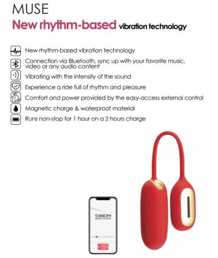 Svakom Muse Rhythm Based Music Vibrator Red  Love is Love