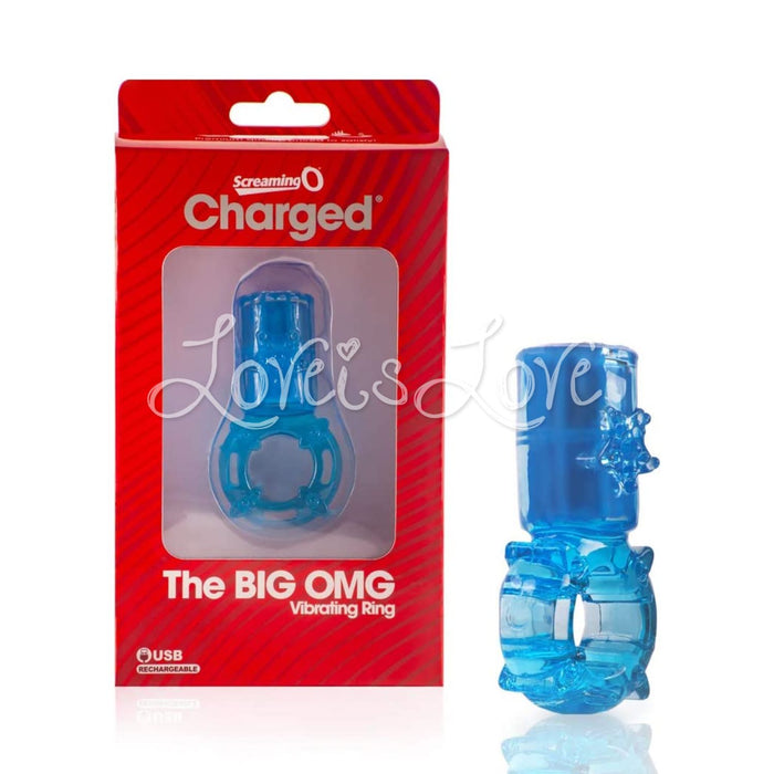 The Screaming O The Big OMG Rechargeable Vibrating Cock Ring in Blue