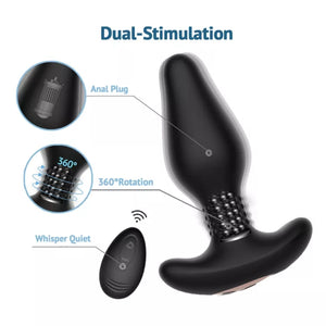 Tracy's Dog Carl Large Vibrating Remote Controlled Anal Plug with 360 Degree Rotating Beads in Black Buy in Singapore Loveislove U4Ria