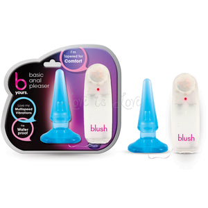 Blush Novelties B Yours Basic Anal Pleaser Multi Speed Vibrator Blue buy in Singapore LoveisLove U4ria