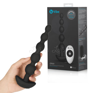 B-Vibe Remote Control Cinco Anal Beads Black Anal - Premium Luxury Anal Toys b-Vibe