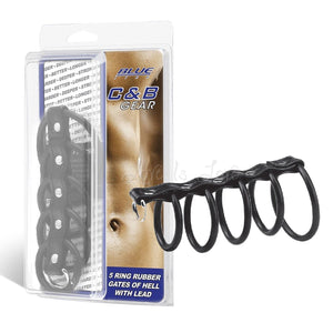 Blueline C&B 5 Ring Rubber Gates of Hell With Lead Cock Rings - Cock & Ball Gear Electric Eel Inc