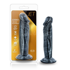 Blush Novelties Jet Ebony 6 Inch Dildo with Suction Cup Carbon Metallic Black Dildos - Suction Cup Dildos Blush Novelties