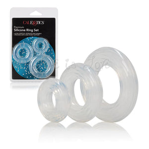 CalExotics Premium Silicone Ring Set Clear Cock Rings - Cock Ring Sets CalExotics