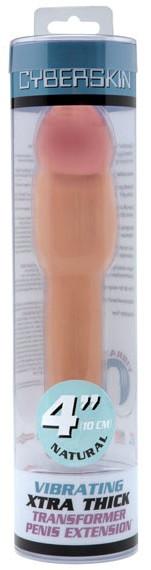 CyberSkin 4 Inch Xtra Thick Vibrating Transformer Penis Extension Natural For Him - Penis Extension Topco Sales 