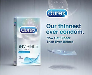 Durex Invisible Extra Thin Extra Sensitive 3s or 10s Enhancers & Essentials - Condoms Durex