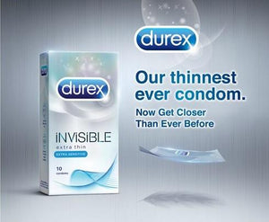 Durex Invisible Extra Thin Extra Sensitive 3s or 10s Enhancers & Essentials - Condoms Durex 