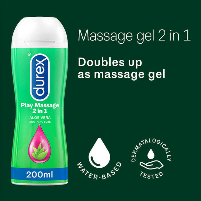 Durex Play Massage 2 In 1 200 ML Aloe Vera Soothing Lube or Ylang Ylang Sensual Lube