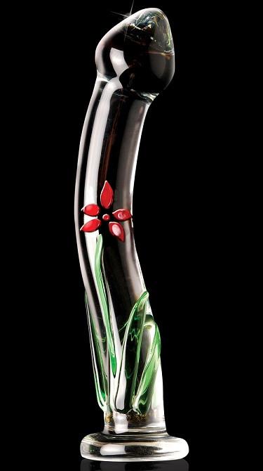Icicles No. 21 Curved Glass Dildo With Floral Pattern (Artistically De Love is Love Icicles No. 21 Curved Glass Dildo With Floral Pattern (Artistically De Love is Love