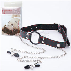 Japan Benitsubaki Gag and Nipple Clamp Bondage - Ball & Bit Gags NPG