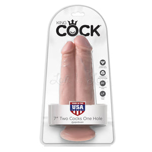 King Cock 7 Inch Two Cocks One Hole Flesh Dildos - King Cock Dildos King Cock 