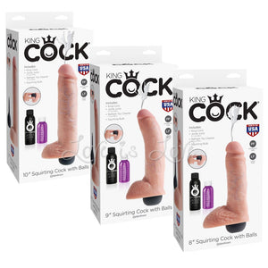 King Cock Squirting Cock With Balls Flesh (Available in 8", 9" and 10") Dildos - Inflatable & Ejaculating King Cock 