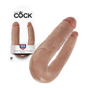King Cock U-Shaped Large Double Trouble Tan 17.5 Inch Dildos - King Cock Dildos King Cock