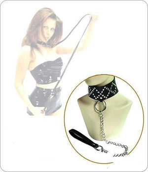 Lightweight Studded Collar With Leash B01 Bondage - Collars & Leash Shaki