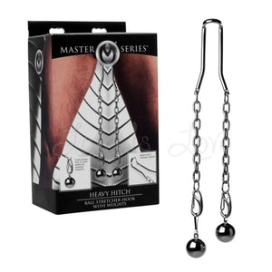 Master Series Heavy Hitch Ball Stretcher Hook with Weights Bondage - Cock & Ball Torture Master Series