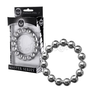Master Series Meridian Stainless Steel Beaded Cock Ring 2 Inch Cock Rings - Metal Cock Rings Master Series