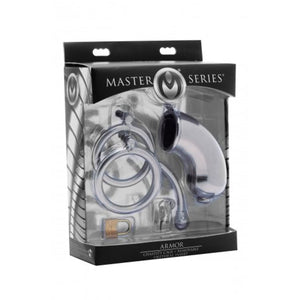 Masters Series Armor Chastity Cage With Removable Urethral Insert For Him - Chastity Devices Master Series 