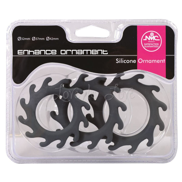 NMC Enhance Ornament Silicone Stretchy Cock Ring Set Grey