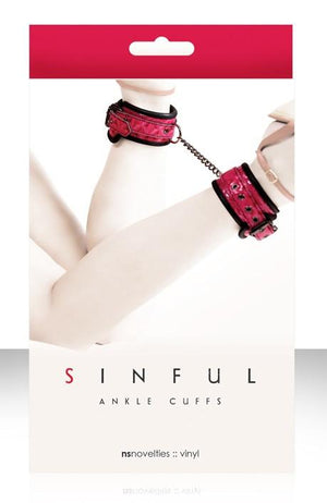 NS Novelties Sinful Ankle Cuffs Black or Pink Bondage - Ankle & Wrist Restraints NS novelties Pink