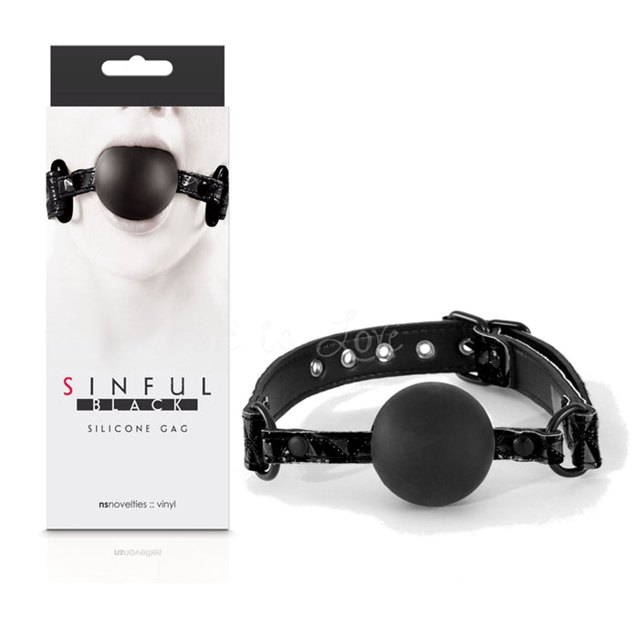 NS Novelties Sinful Ball Gag Soft Silicone Black ( Selling Fast )