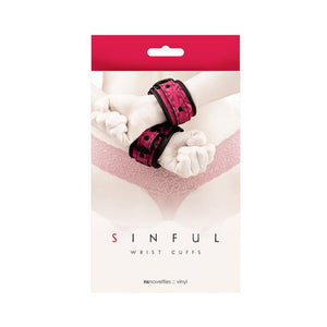 NS Novelties Sinful Wrist Cuffs In Black or Pink Bondage - Ankle & Wrist Restraints NS novelties