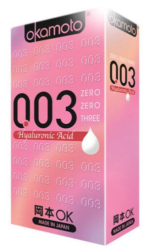 Okamoto 0.03 World's Thinnest Condom With Hyaluronic Acid - For Deep Moisturizing Sensation Enhancers & Essentials - Condoms Okamoto 