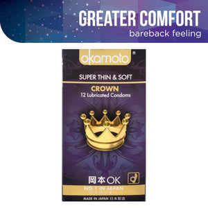 Okamoto Crown Condoms Pack of 3s or 12s Enhancers & Essentials - Condoms Okamoto 