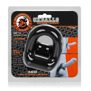 Oxballs 360 Dual Cockring and BallSling OX-3013 Black or Clear or Steel Cock Rings - Oxballs C&B Toys Oxballs Black