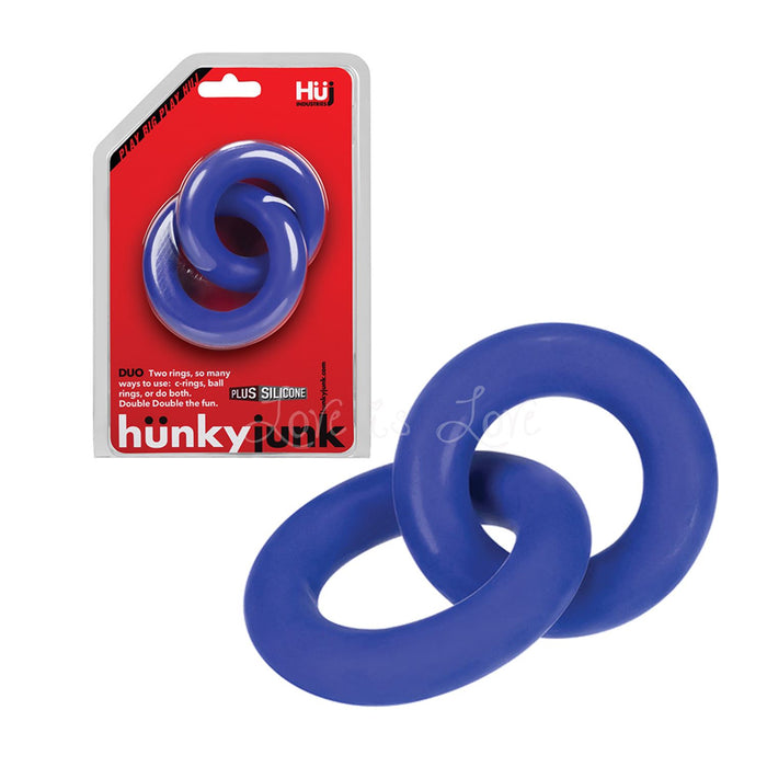 Oxballs Hunkyjunk DUO Linked Cock and Ball Rings Cobalt