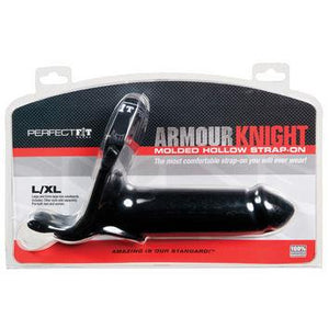 Perfect Fit Armour Knight Molded Hollow Strap On in Black or Clear (Retail Popular Hollow Strap-On) Strap-Ons & Harnesses - Hollow Strap-Ons Perfect Fit L/XL Black 