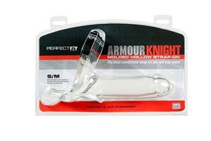 Perfect Fit Armour Knight Molded Hollow Strap On in Black or Clear (Retail Popular Hollow Strap-On) Strap-Ons & Harnesses - Hollow Strap-Ons Perfect Fit S/M Clear 