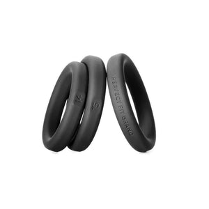 Perfect Fit Xact Fit 3 Rings Medium Kit Black (Size 14, 15 and 16) Cock Rings - Cock Ring Sets Perfect Fit 