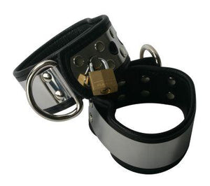 Premium Leather Lined With Metal Band Cuffs Bondage - Ankle & Wrist Restraints XRLLC