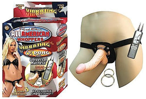 Real Skin All American Whoppers 6.5 Inch Vibrating Dong With Harness Strap-Ons & Harnesses - Vibrating Strap-Ons Nasstoys 