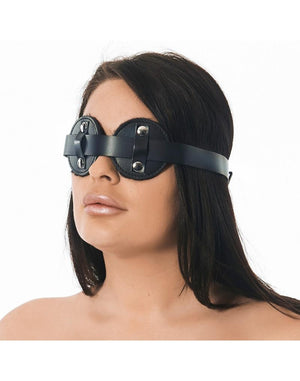 RIM 7574 Leather Blindfold Fur Inside Bondage - Blindfolds & Masks Rimba