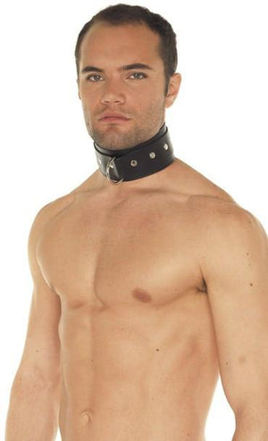 RIM 7654 Fleece Lined Wide Neckcuff With D- Ring Bondage - Collars & Leash Rimba