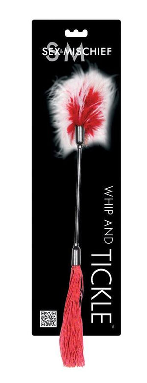 Sex & Mischief Whip & Tickle in Red/White Bondage - Floggers/Whips/Crops Sportsheets