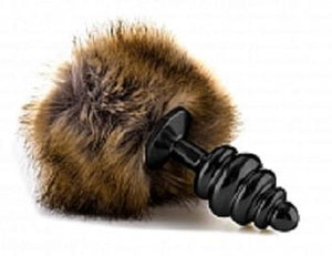 Shots Ouch! Extra Feel Bunny Tail Steel Butt Plug (Silver or Black) Anal - Tail & Jewelled Butt Plugs Shots Ouch! Black