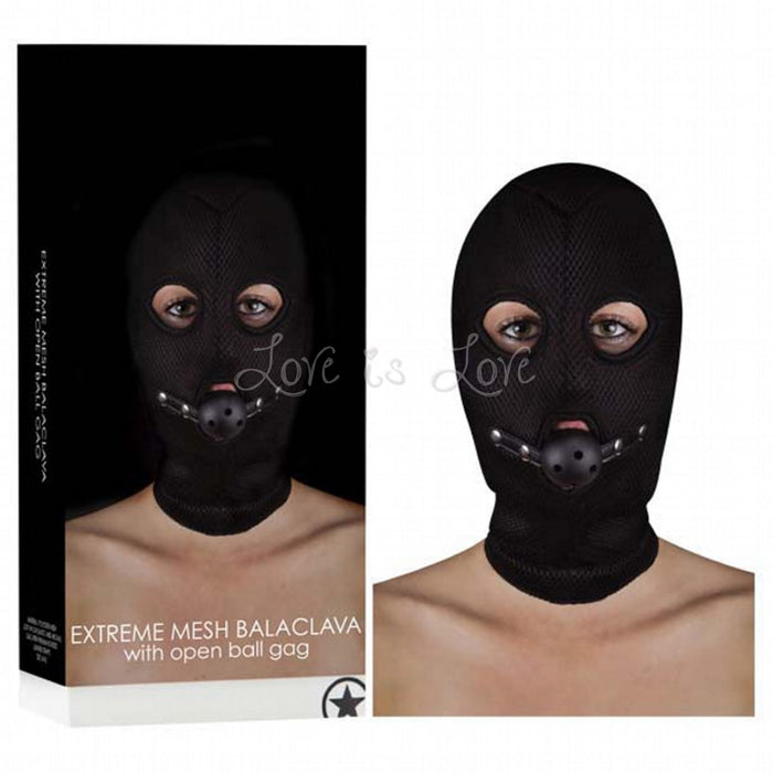 Shots Ouch! Extreme Mesh Balaclava with Open Ball Gag