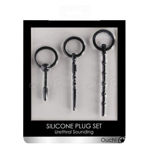 Shots Ouch! Urethral Sounding Silicone Plug Set Black For Him - Urethral Sounds/Penis Plugs Shots Ouch!
