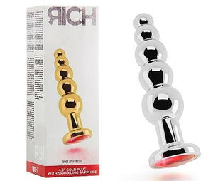 Shots Rich R5 Gold or Silver Plug 4.9 Inch with Red Sapphire Anal - Premium Luxury Anal Toys Shots Rich 