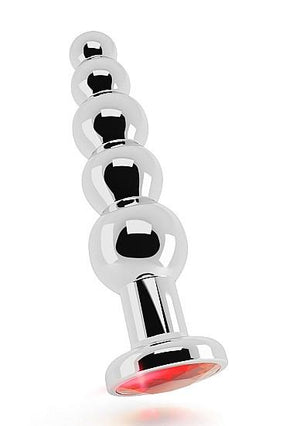Shots Rich R5 Gold or Silver Plug 4.9 Inch with Red Sapphire Anal - Premium Luxury Anal Toys Shots Rich Sliver