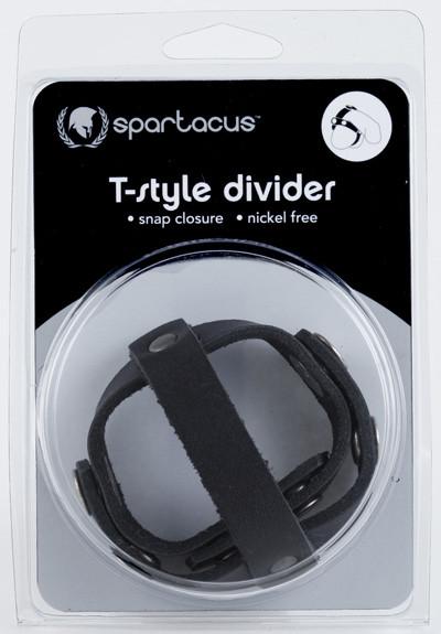 Spartacus Leather T-Style Cock and Ball Divider Black or Purple