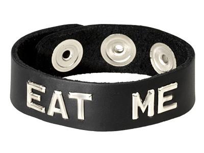 Spartacus Wordband Leather Wristband -Eat Me or Sexy