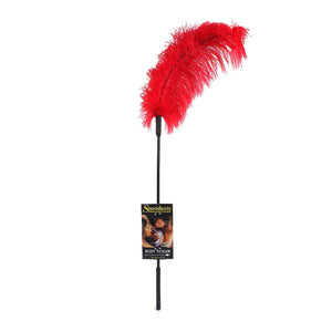 Sportsheets Body Tickler Ostrich Feather Tickler Purple or Red Bondage - Paddles/Spankers/Ticklers Sportsheets Red