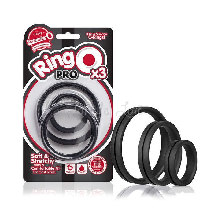The Screaming O RingO Pro X3 Black Set of 3 Sizes L 32 mm XL 48 mm XXL 57 mm