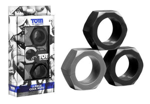 Tom Of Finland 3 Piece Cock Nut Cock Rings - Cock Ring Sets Tom Of Finland