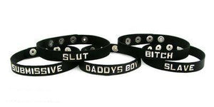 Wordband Leather Collar ID - Bitch, Slut, Submissive Bondage - Collars & Leash XRLLC 