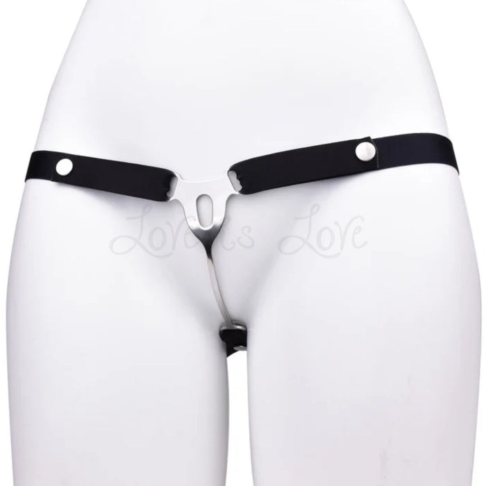 Stainless Steel Feminizer Flying-V Chastity Cage with Belt #3232